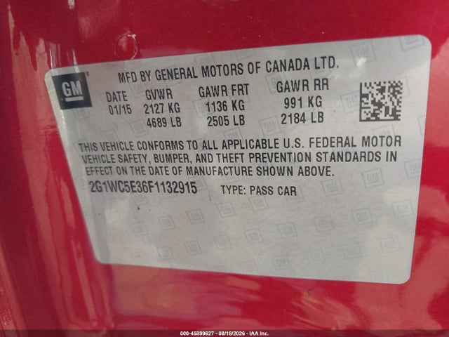 Продажа на аукционе авто 2015 Chevrolet Impala Limited Ltz, vin: 2G1WC5E36F1132915, номер лота: 45899627