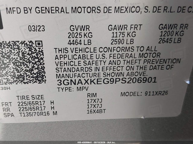 3GNAXKEG9PS206901 Chevrolet Equinox Fwd Lt