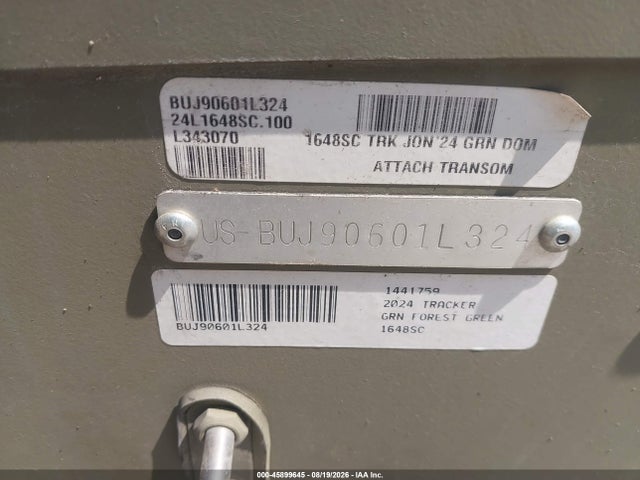 45899645 :رقم المزاد ، BUJ90601L324 vin ، 2024 Tracker 16' مزاد بيع