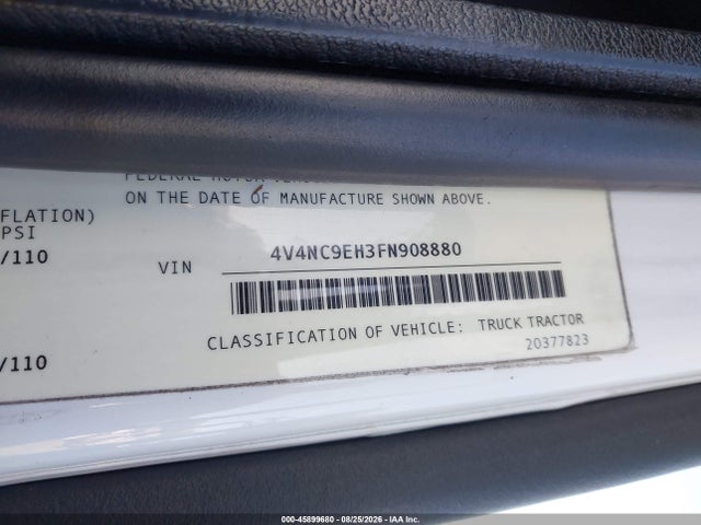 Aukcja sprzedaży 2015 Volvo Vn Vnl, vin: 4V4NC9EH3FN908880, numer aukcji: 45899680