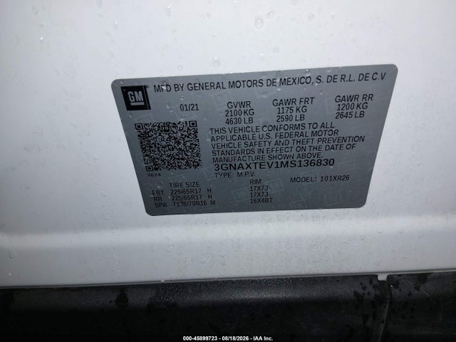 Chevrolet Equinox Awd 2fl 2021 3GNAXTEV1MS136830 Image 9