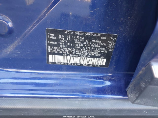 45899728 :رقم المزاد ، 4S4GUHL67R3838101 vin ، 2024 Subaru Crosstrek Limited مزاد بيع