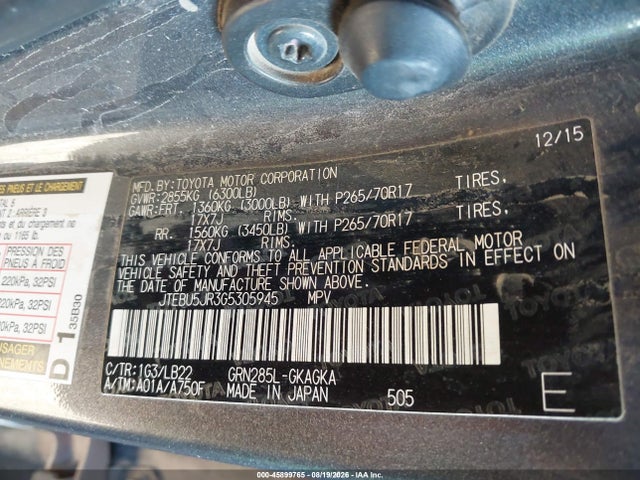 Toyota 4runner Sr5 Premium 2016 JTEBU5JR3G5305945 Image 9