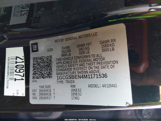 1GCGSBEN4M1171536 Chevrolet Colorado 2wd Short Box Wt
