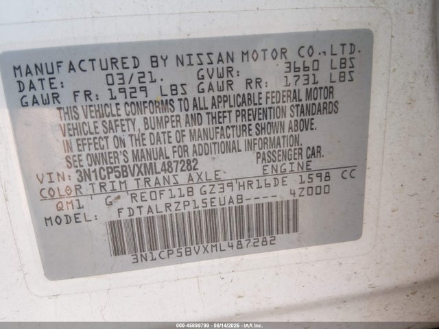 Nissan Kicks S Xtronic Cvt 2021 3N1CP5BVXML487282 Image 9