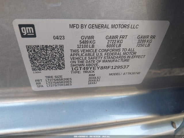 2024 Gmc Sierra 3500hd 4wd  Standard Bed Denali Ultimate მანქანა იყიდება აუქციონზე, vin: 1GT49YEY8RF129537, აუქციონის ნომერი: 45899810