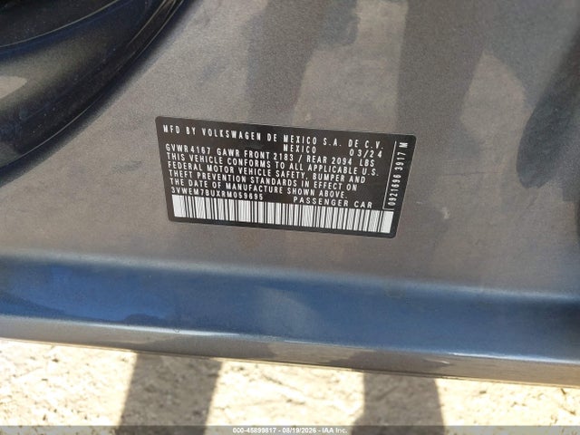 2024 Volkswagen Jetta 1.5t Se მანქანა იყიდება აუქციონზე, vin: 3VWEM7BUXRM059695, აუქციონის ნომერი: 45899817