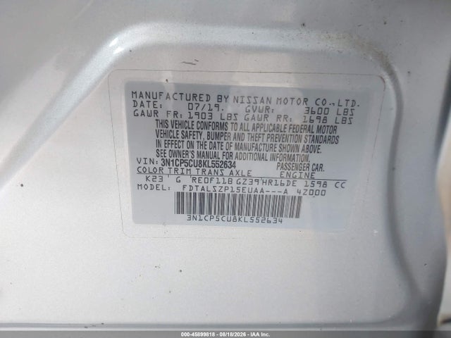 Nissan KICKS SV 2019 3N1CP5CU8KL552634 Image 9