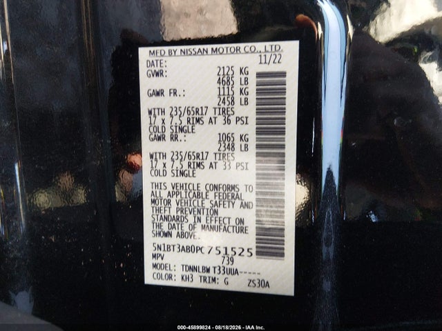 Продажа на аукционе авто 2023 Nissan Rogue S Intelligent Awd, vin: 5N1BT3AB0PC751525, номер лота: 45899824