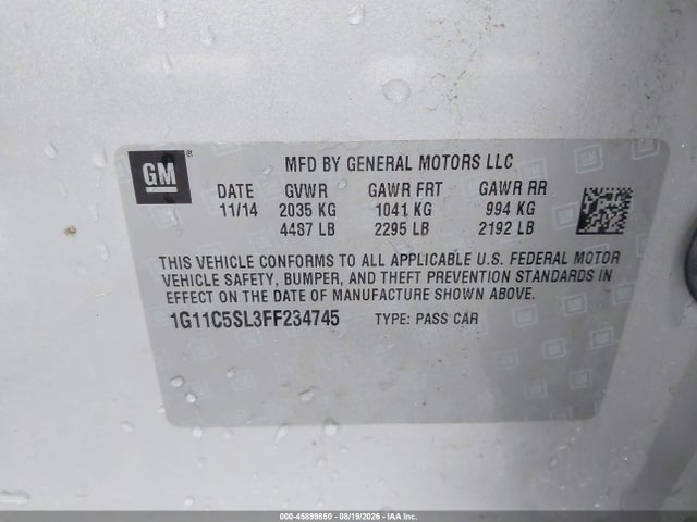 Chevrolet MALIBU 1LT 2015 1G11C5SL3FF234745 Image 9