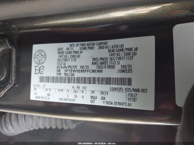 Ford F-150 Xlt 2015 1FTEW1E85FFC80366 Image 9