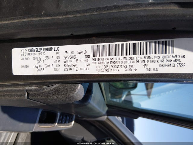 45899852 :رقم المزاد ، 1C4PJLFKXCW171703 vin ، 2012 Jeep Liberty Limited Jet Edition مزاد بيع