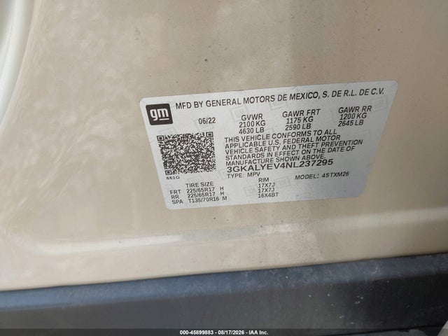 Aukcja sprzedaży 2022 Gmc Terrain Awd At4, vin: 3GKALYEV4NL237295, numer aukcji: 45899883