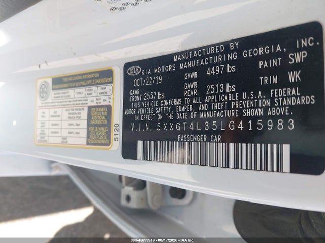 KIA Optima Lx 2020 5XXGT4L35LG415983 Image 9