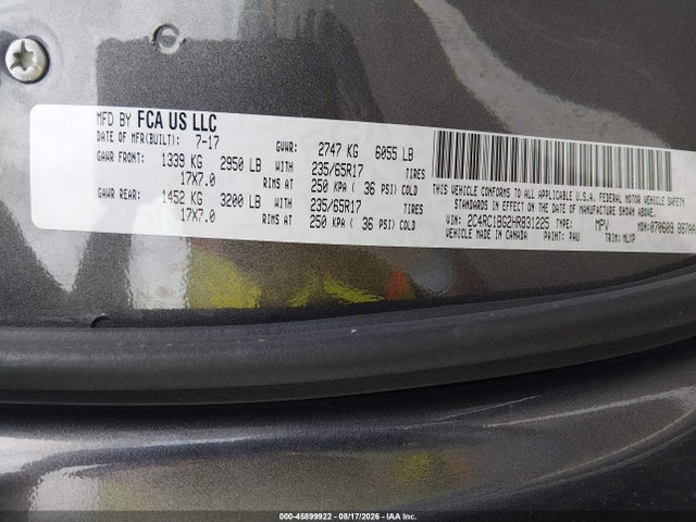 Продаж на аукціоні авто 2017 Chrysler Pacifica Touring-l, vin: 2C4RC1BG2HR831225, номер лоту: 45899922