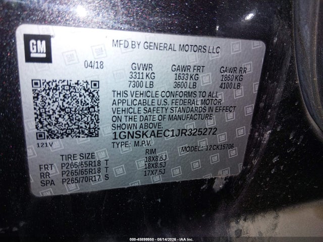 Chevrolet Tahoe Ls 2018 1GNSKAEC1JR325272 Image 9