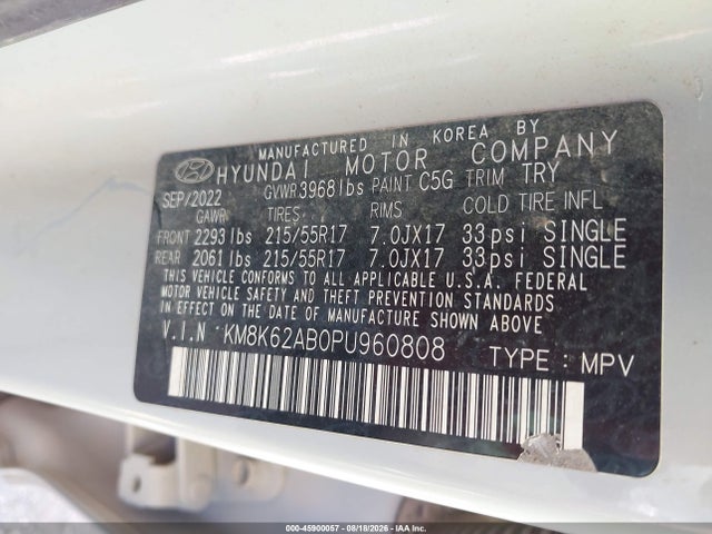 2023 Hyundai Kona Sel მანქანა იყიდება აუქციონზე, vin: KM8K62AB0PU960808, აუქციონის ნომერი: 45900057