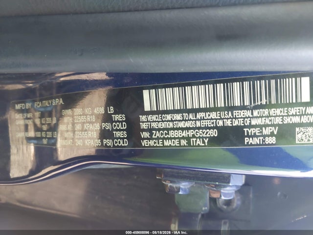 Продажа на аукционе авто 2017 Jeep Renegade Latitude, vin: ZACCJBBB4HPG52260, номер лота: 45900096
