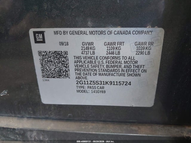 Chevrolet IMPALA LT 2019 2G11Z5S31K9115724 Image 9