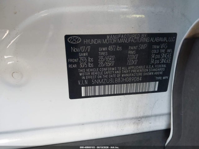 Продажа на аукционе авто 2018 Hyundai Santa Fe Sport 2.4l, vin: 5NMZU3LB8JH089084, номер лота: 45900183