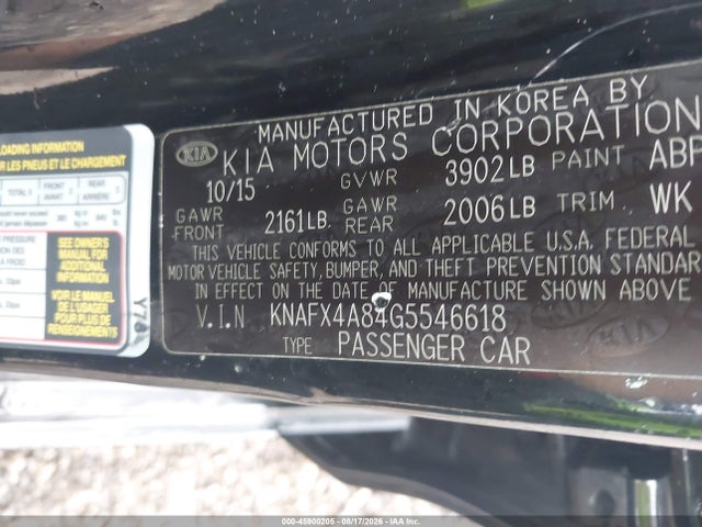 Aukcja sprzedaży 2016 Kia Forte Ex, vin: KNAFX4A84G5546618, numer aukcji: 45900205