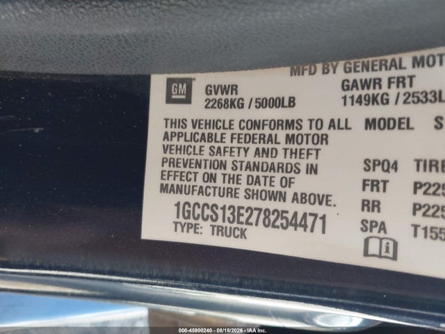 Продаж на аукціоні авто 2007 Chevrolet Colorado Lt, vin: 1GCCS13E278254471, номер лоту: 45900240