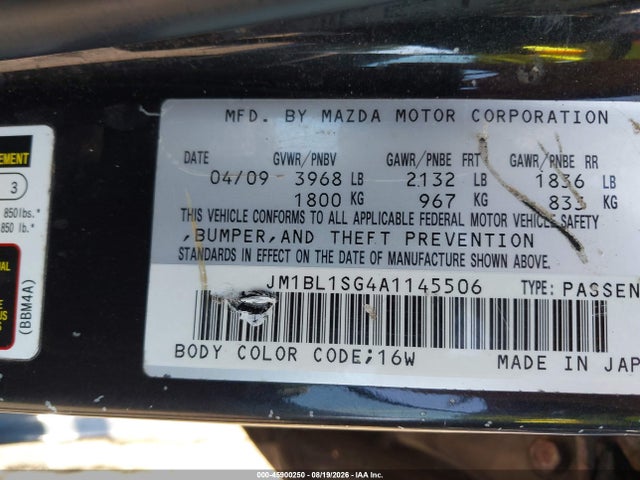 Auction sale of the 2010 Mazda Mazda3 I Sport, vin: JM1BL1SG4A1145506, lot number: 45900250