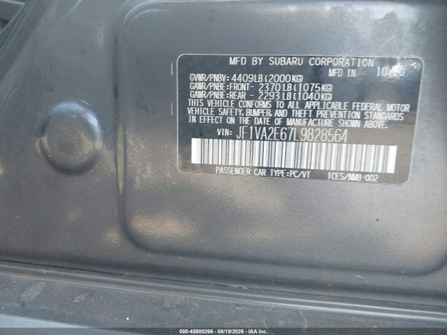 Aukcja sprzedaży 2020 Subaru Wrx Sti, vin: JF1VA2E67L9828564, numer aukcji: 45900266