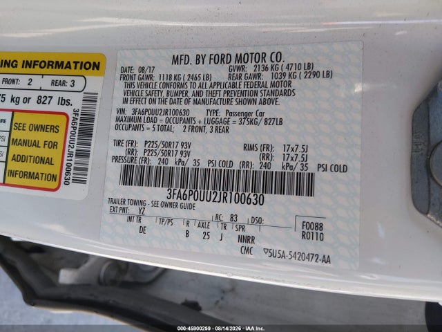 Ford Fusion Hybrid S 2018 3FA6P0UU2JR100630 Image 9