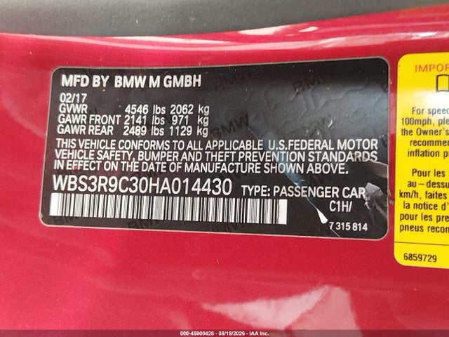 BMW M4 2017 WBS3R9C30HA014430 Image 9