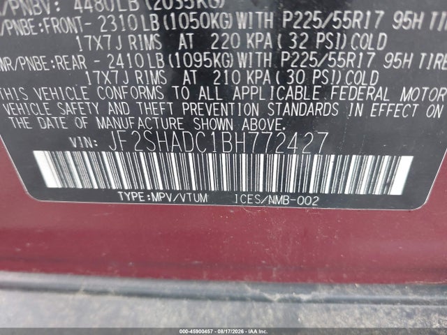 Продажа на аукционе авто 2011 Subaru Forester 2.5x Premium, vin: JF2SHADC1BH772427, номер лота: 45900457