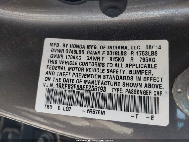 19XFB2F58EE256193 Honda Civic Lx