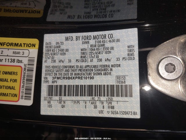 Ford Bronco Sport Big Bend 2023 3FMCR9B6XPRE10190 Image 9