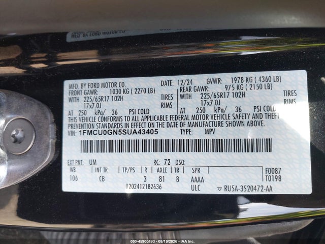 1FMCU0GN5SUA43405 Ford Escape Active