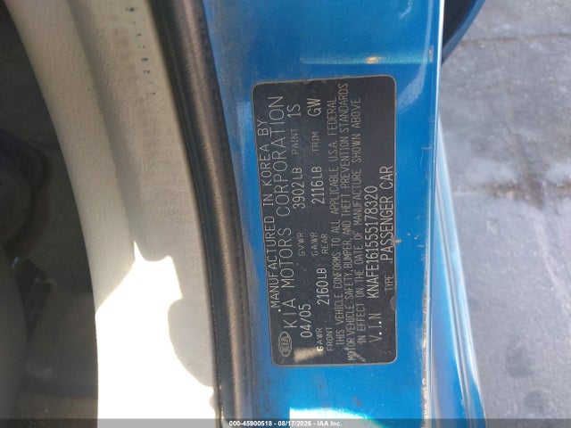 Aukcja sprzedaży 2005 Kia Spectra5, vin: KNAFE161555178320, numer aukcji: 45900518