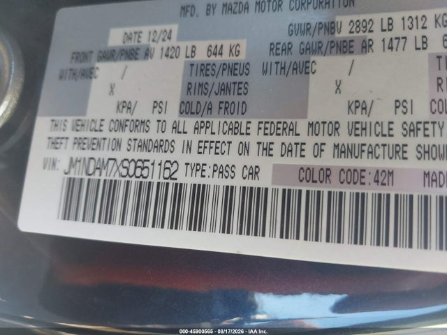 Продажа на аукционе авто 2025 Mazda Mx-5 Miata Rf Grand Touring, vin: JM1NDAM7XS0651162, номер лота: 45900565