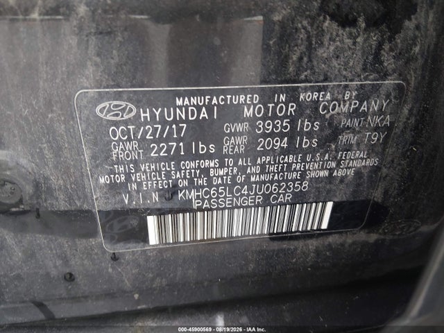 Продаж на аукціоні авто 2018 Hyundai Ioniq Hybrid Blue, vin: KMHC65LC4JU062358, номер лоту: 45900569