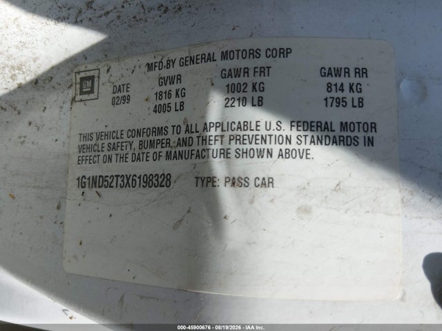 45900676 :رقم المزاد ، 1G1ND52T3X6198328 vin ، 1999 Chevrolet Malibu مزاد بيع