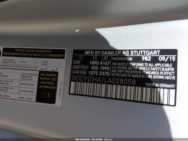 Aukcja sprzedaży 2020 Mercedes-benz Amg Gt Coupe, vin: WDDYJ7HA1LA028058, numer aukcji: 45900690