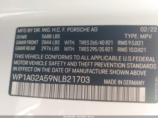 WP1AG2A59NLB21703 Porsche MACAN S