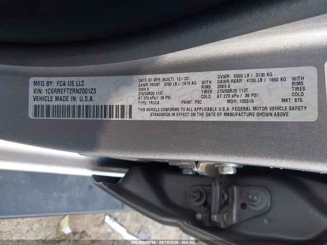 Продажа на аукционе авто 2024 Ram 1500 Big Horn  4x2 5'7 Box, vin: 1C6RREFT2RN200123, номер лота: 45900795