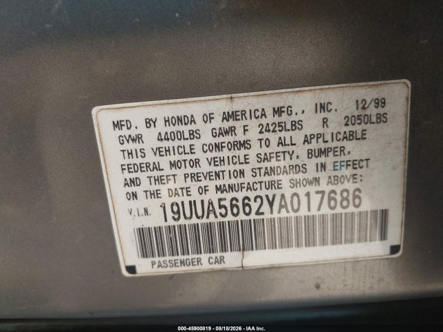 Продаж на аукціоні авто 2000 Acura Tl 3.2, vin: 19UUA5662YA017686, номер лоту: 45900819