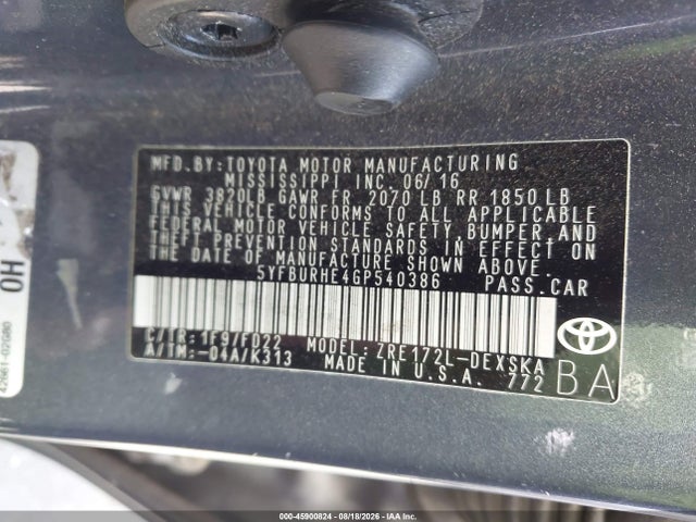 Toyota Corolla S Plus 2016 5YFBURHE4GP540386 Image 9