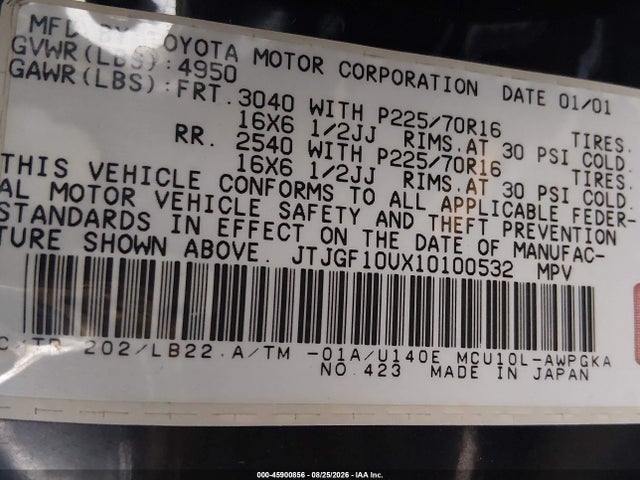 Продажа на аукционе авто 2001 Lexus Rx 300, vin: JTJGF10UX10100532, номер лота: 45900856
