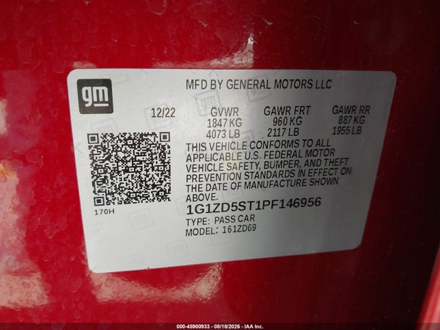 Продаж на аукціоні авто 2023 Chevrolet Malibu Fwd 1lt, vin: 1G1ZD5ST1PF146956, номер лоту: 45900933
