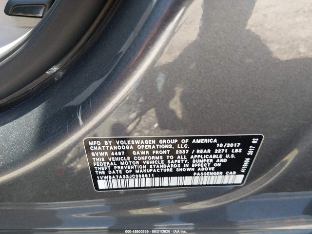 Продажа на аукционе авто 2018 Volkswagen Passat 2.0t Se, vin: 1VWBA7A33JC008811, номер лота: 45900959