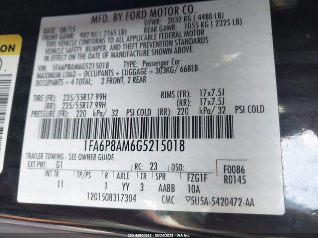Продаж на аукціоні авто 2016 Ford Mustang V6, vin: 1FA6P8AM6G5215018, номер лоту: 45900962