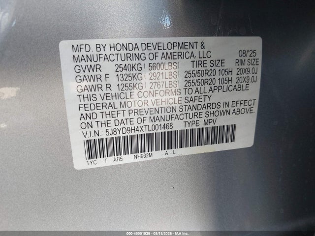 5J8YD9H4XTL001468 Acura Mdx Technology Package