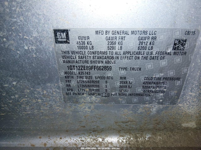 1GT12ZE89FF662859 GMC Sierra 2500hd Available Wifi Slt