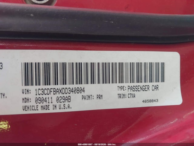 Auction sale of the 2013 Dodge Dart Sxt, vin: 1C3CDFBAXDD340804, lot number: 45901087
